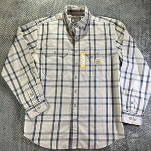 NWT Carhartt FR Flame Resistant Plaid Long Sleeve Button Up Shirt Men's Size M